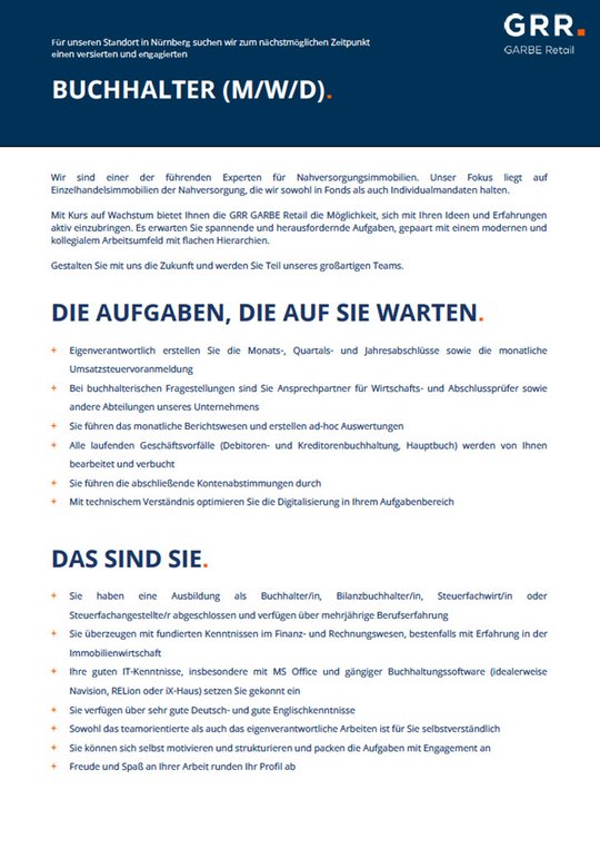 Vorschau Stellenanzeige